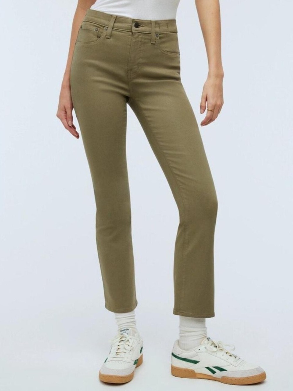 NWT Madewell green mid rise kick out jeans size 27